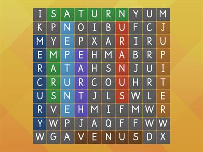 Planets. Wordsearch 