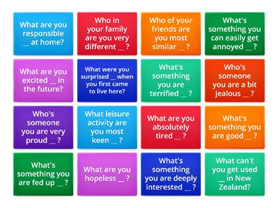 Adjective and preposition conversation