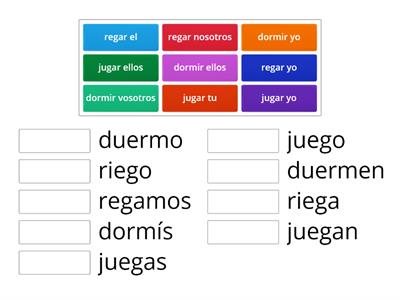 conjugacion regar, dormir, jugar- starsi