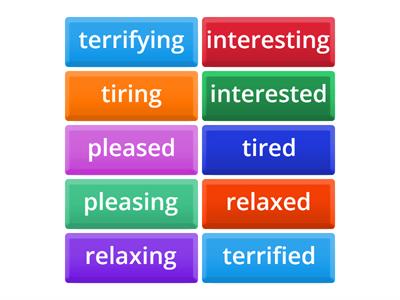 Adjectives: suffixes -ing/-ed