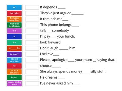 Prepositions after verbs English File 