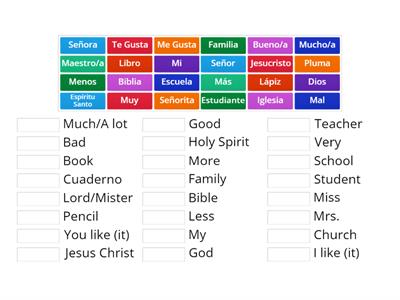 Spanish Term 3 Vocabulary (church, school)