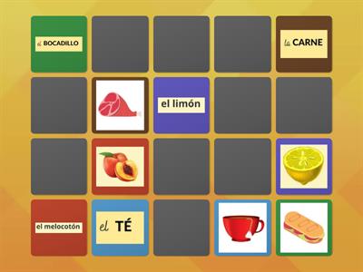 Jogo da memória: alimentos em espanhol.