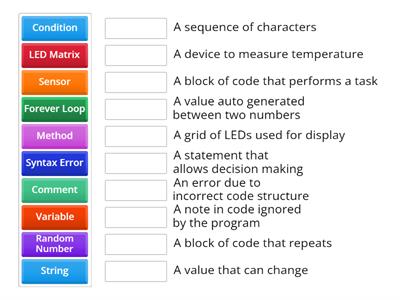 Exam prac 3 Match the Column