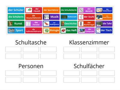 Schule: Wohin passen die Wörter?