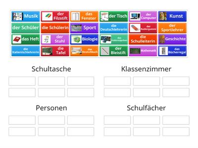 Schule: Wohin passen die Wörter?