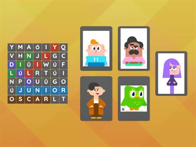 Sopa de letras de los personajes de Duolingo (50 veces jugadas y agrego los demás personajes)