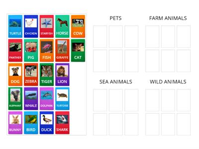 Wild, Sea, Pets and Farm Animals