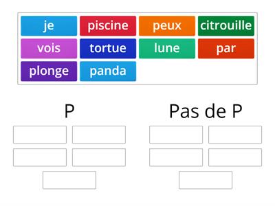 Letter P in word (words only) - French