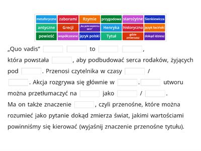 Quo vadis - tekst z lukami