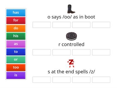 High Frequency Word Sort (by phonics pattern)