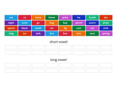 short/long vowel sorting 