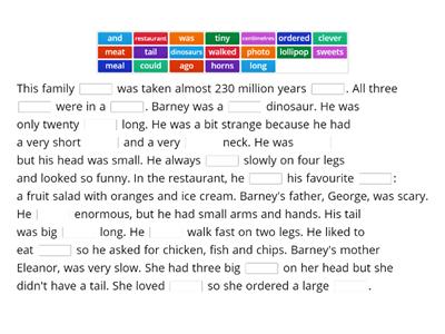 SE2 Barney the dinosaur - complete the text