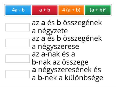 Írd fel betűkkel, számokkal és műveletekkel!