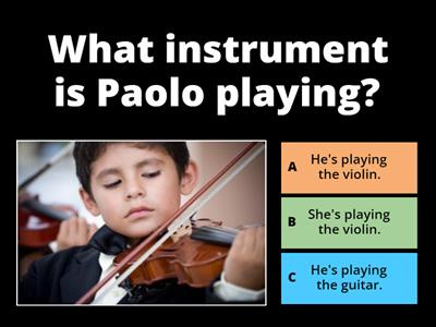 Musical instruments and the present continuous/present simple歹論
