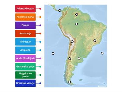 Južna Amerika - reljef i mora 