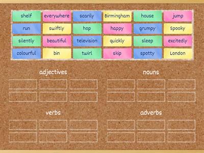 Sorting Adverbs, Nouns, & Verbs