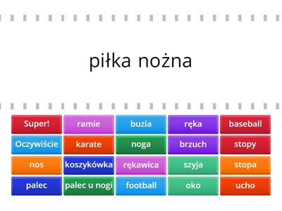 Sporty i części ciała