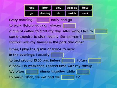 Every day actions. (Common verbs and verb phrases)