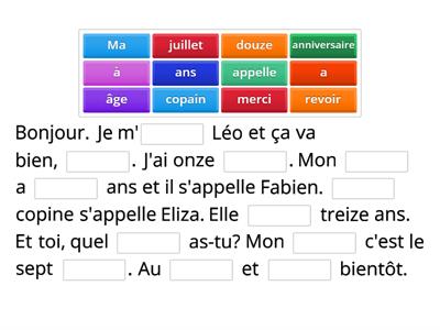 French Y7 Term 1A Vocab Challenge