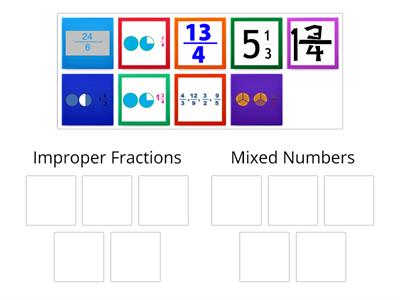 Improper Fraction and Mixed Number sort 