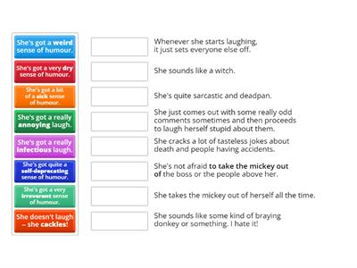 Describing people's sense of humour