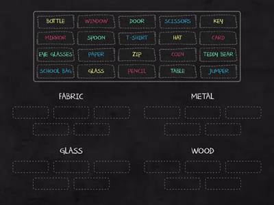Materials - Fabric, Metal, Glass, Wood