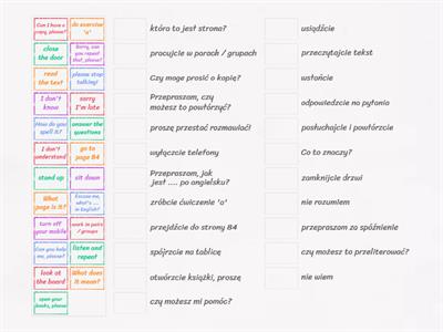 Classroom Instructions matching