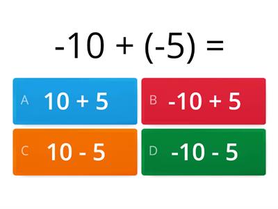 Liczby ujemne - test