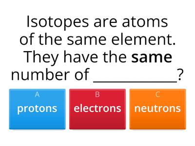 Electronic configuration and isotopes quiz