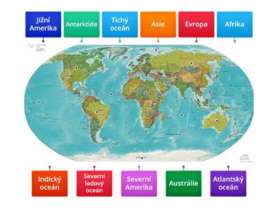 Mapa světadíly a oceány