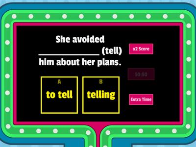 V2, verb patterns (ing + to infinitive)