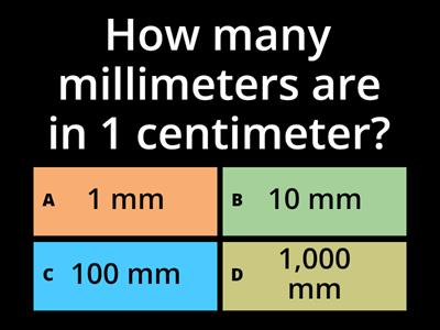 Math - mm, cm, m, km Measurement Unit Conversion Quiz