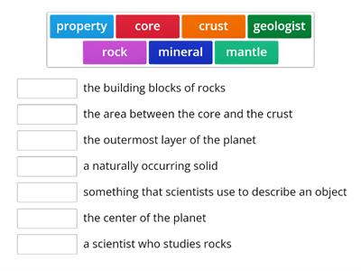 Rocks and Minerals Vocabulary