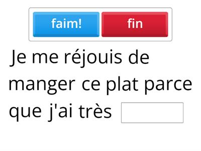 Dictée homonyme - faim ou fin?