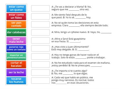 Expresiones idiomáticas - comida