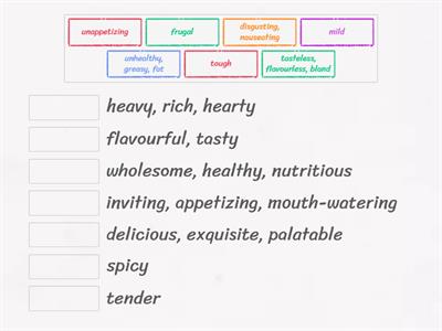 Antonyms describing food