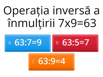 Împărțirea - operația inversă a înmulțirii