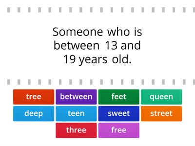 Week 22 Long e Definition Match