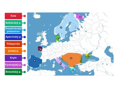 Poloostrovy evropa - gymnázium 3. ročník slepá mapa zeměpis