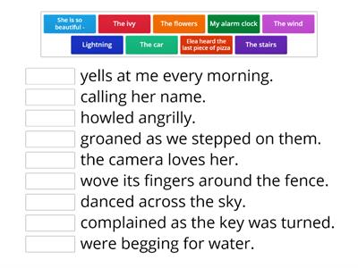 Complete the sentences by selecting the correct personification. 