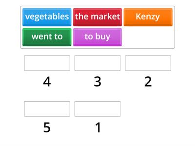 to buy –some –went to –vegetables – Kenzy –the market -