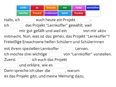 B1 Die Präsentation "Projekt: Lernkoffer"
