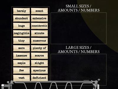 Size, amounts and numbers