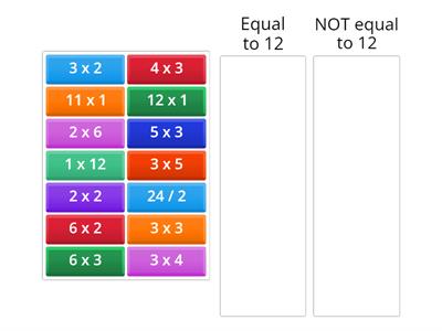 Equal to 12 Multiplication Practice 