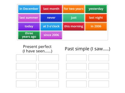 Present perfect and past simple time expressions 