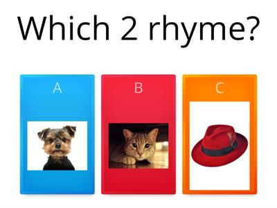 7C (phonics) select 2 pictures that rhyme from a choice of 3 