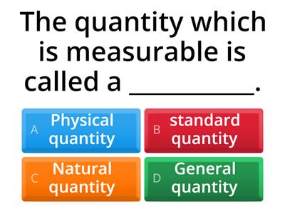 1. MEASUREMENT   -  VII  SCIENCE  MCQ TEST