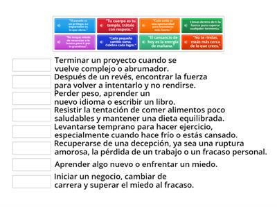 Situaciones que necesitan automotivación y frases que la acompañan. 