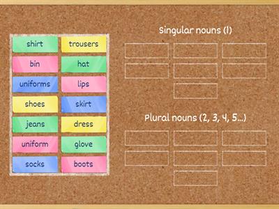 Kids Pre A1.3 Unit 9 - Singular & Plural Nouns (clothes)